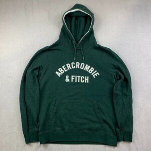 Vintage Abercrombie & Fitch Mens Sweater Medium Green Hoodie Long Sleeve Y2K